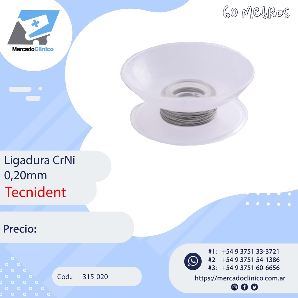 Alambre ligadura - rollo - 0,20mm - Tecnident - 315-020