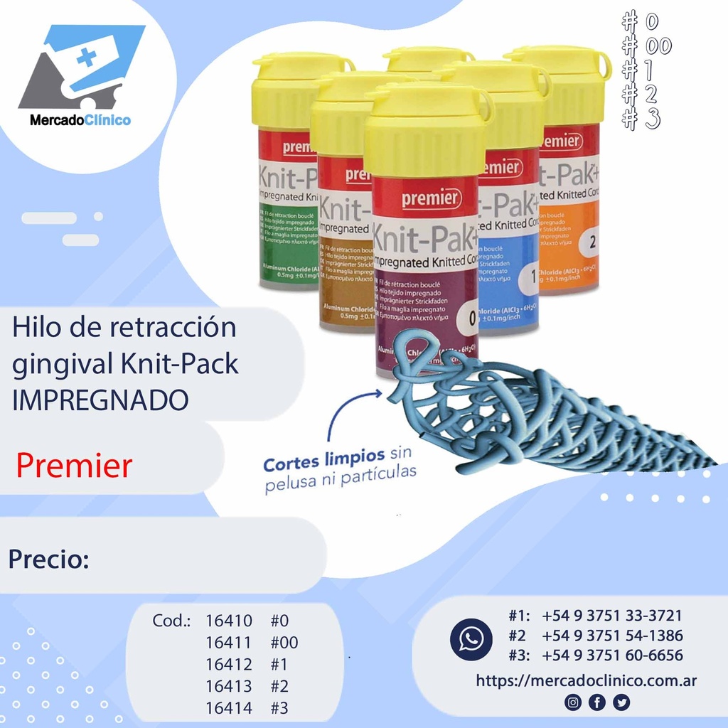 Hilo de retracción gingival Knit-Pack IMPREGNADO - PREMIER