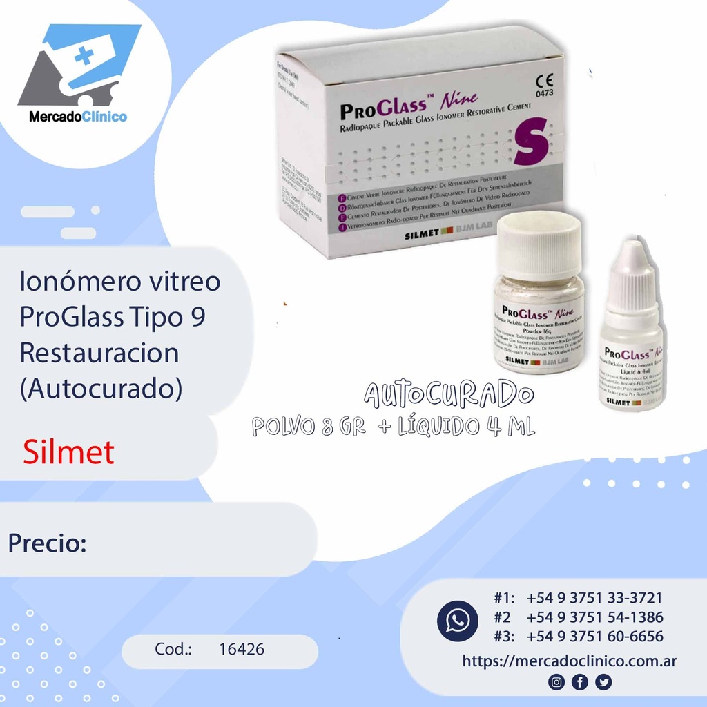 Ionómero vitreo ProGlass Tipo 9 (Autocurado) - Silmet