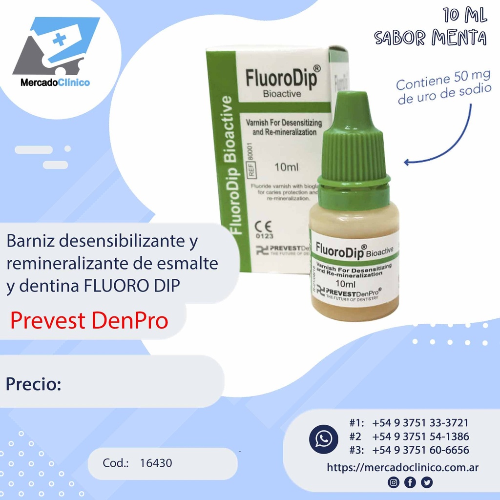 Barniz desensibilizante y remineralizante de esmalte y dentina FLUORO DIP - Prevest
