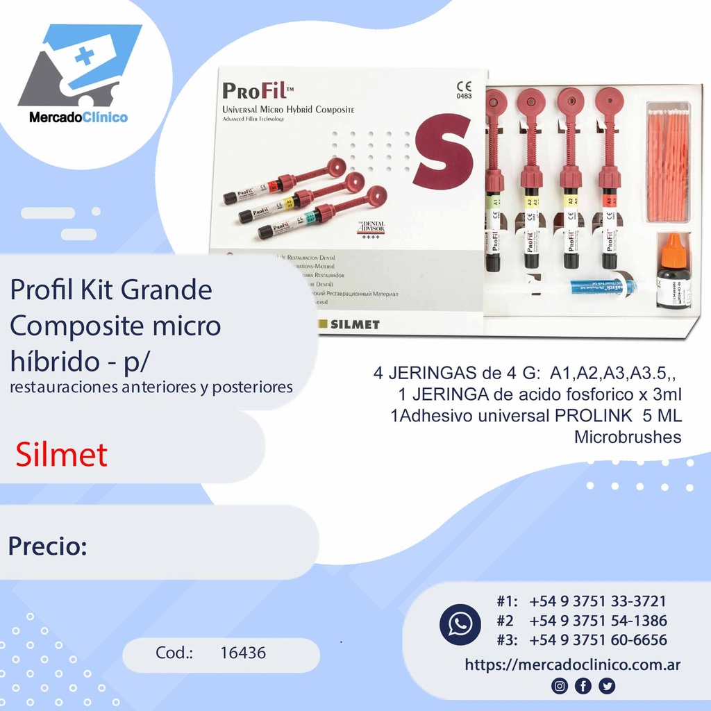 Profil Kit Chico Composite micro híbrido - p/ rest anteriores y posteriores - SILMET
