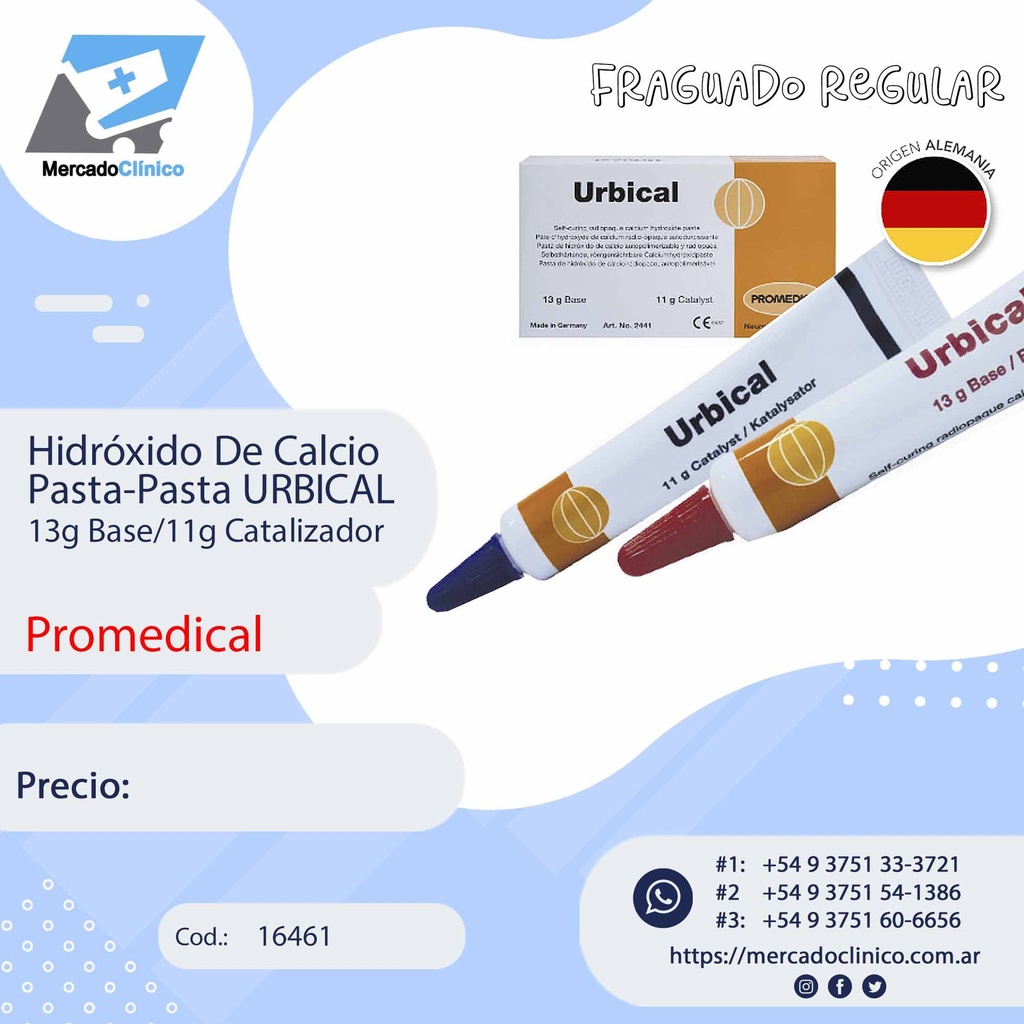 Hidróxido De Calcio Pasta-Pasta URBICAL 13g Base/11g Catalizador - PROMEDICAL