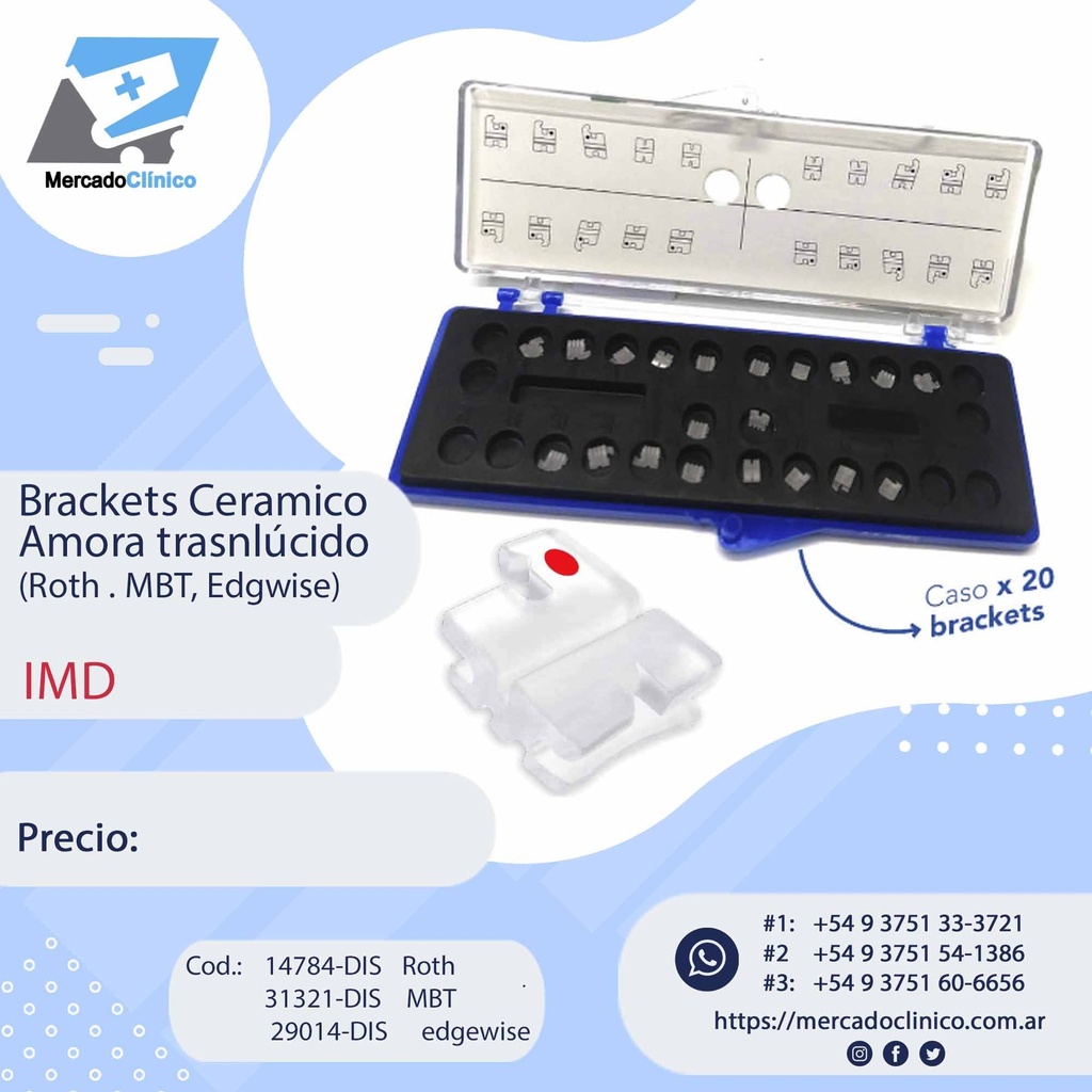 Brackets Ceramico Amora trasnlúcido (Roth . MBT, Edgwise) - IMD