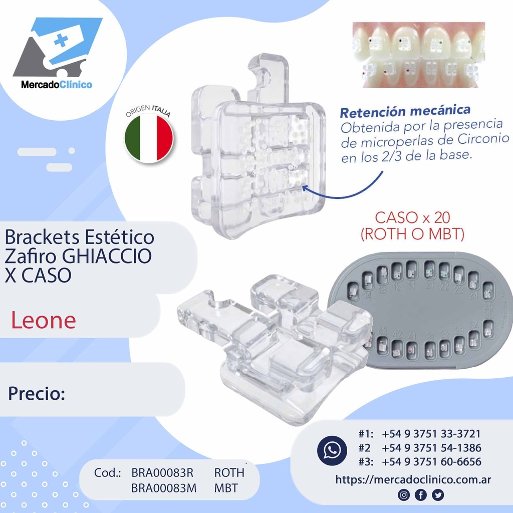 Brackets Estético  Zafiro GHIACCIO x caso - Leone
