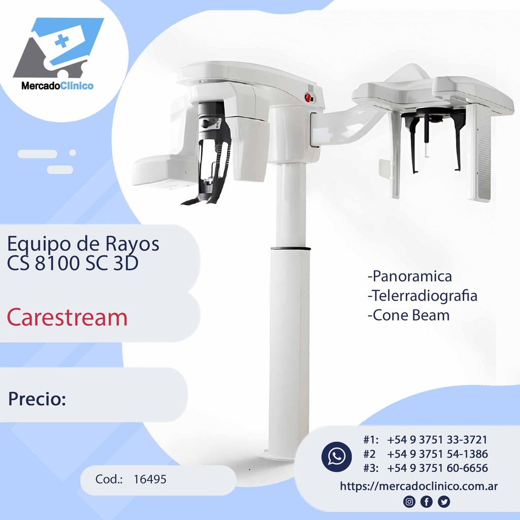 Equipo de rayos CS 8100 SC 3D - PANO / TELE / TOMO - CARESTREAM