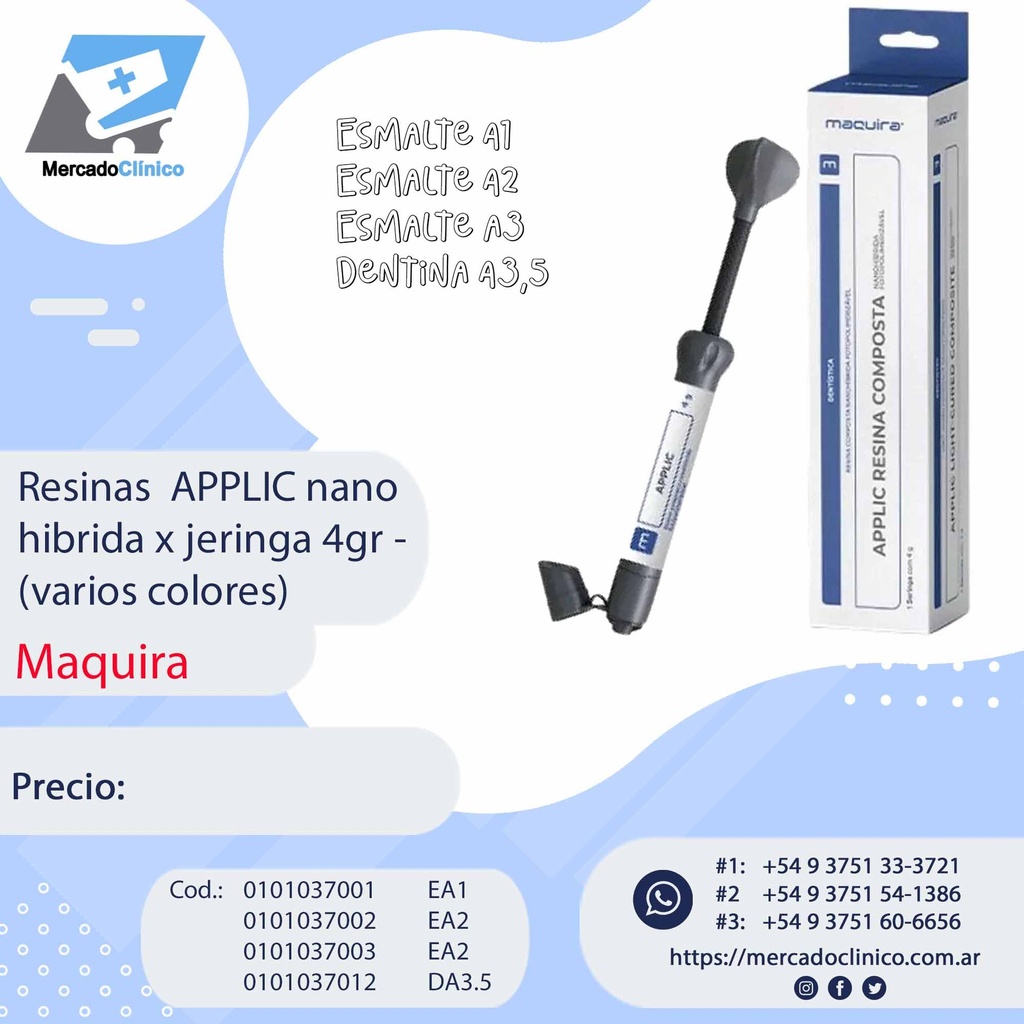 Resina APPLIC nano Hibrida - 4gr - MAQUIRA