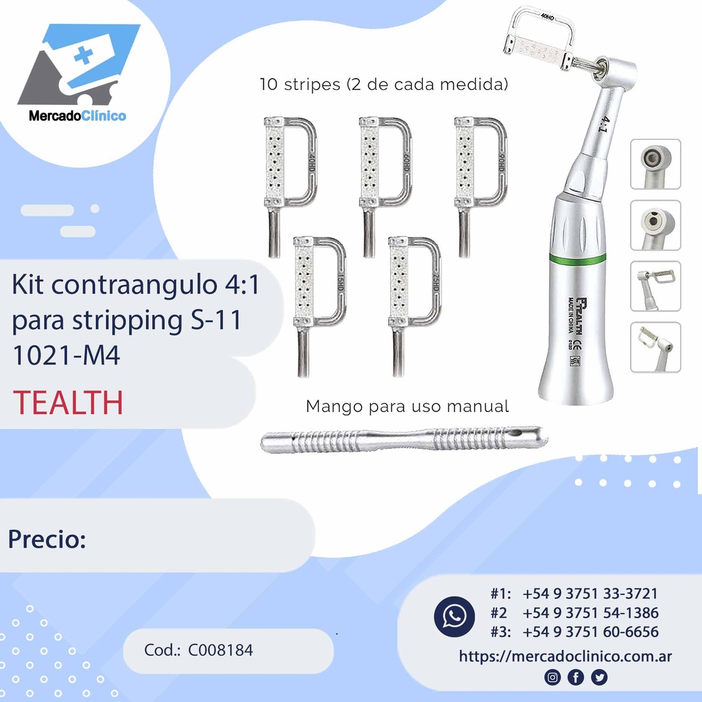 Kit contraangulo 4:1 para stripping S-11 1021 M4 - TEALTH