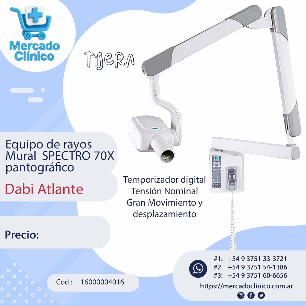 Equipo de rayos Mural  SPECTRO 70X pantográfico - Dabi Atlante