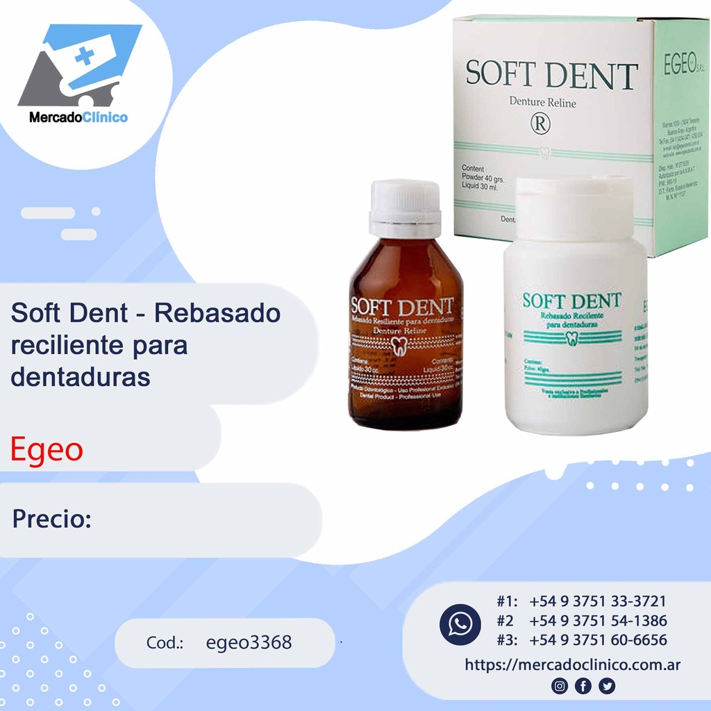 Soft Dent - Rebasado reciliente para dentaduras - Egeo