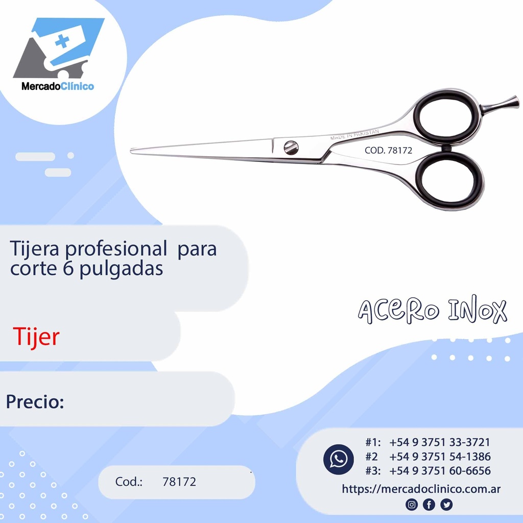 Tijera profesional  para 
corte 6 pulgadas