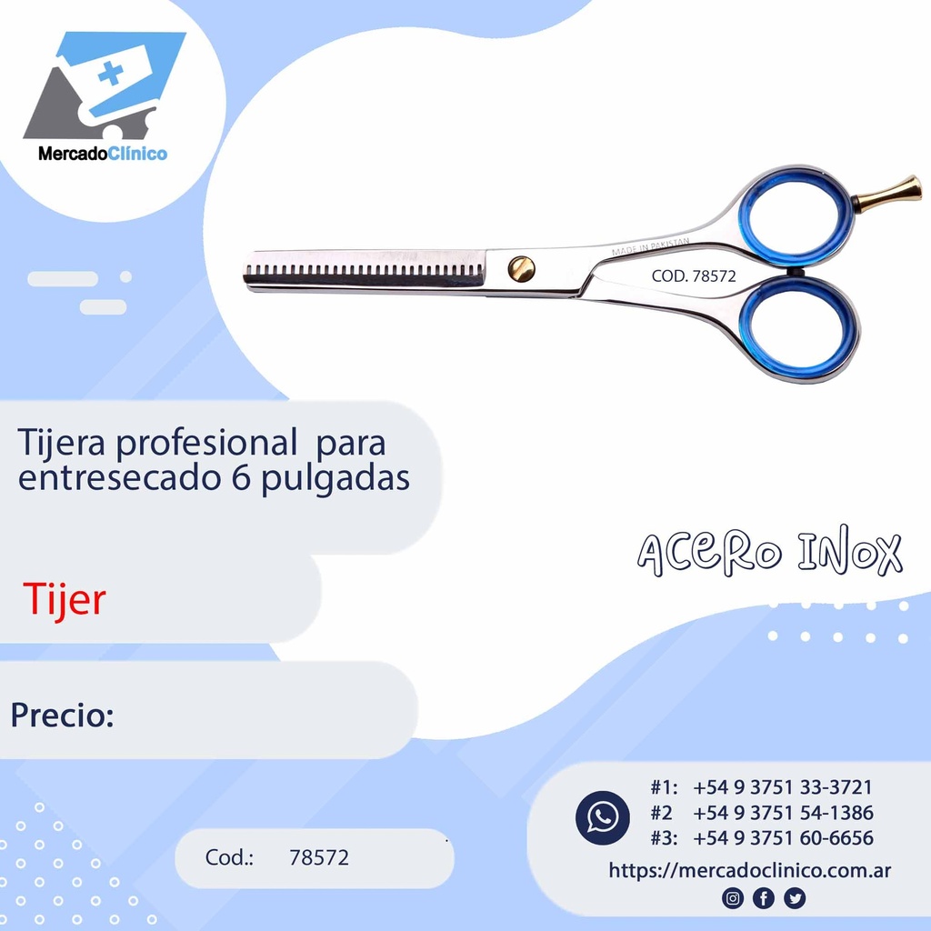 Tijera profesional  para entresecado 6 pulgadas