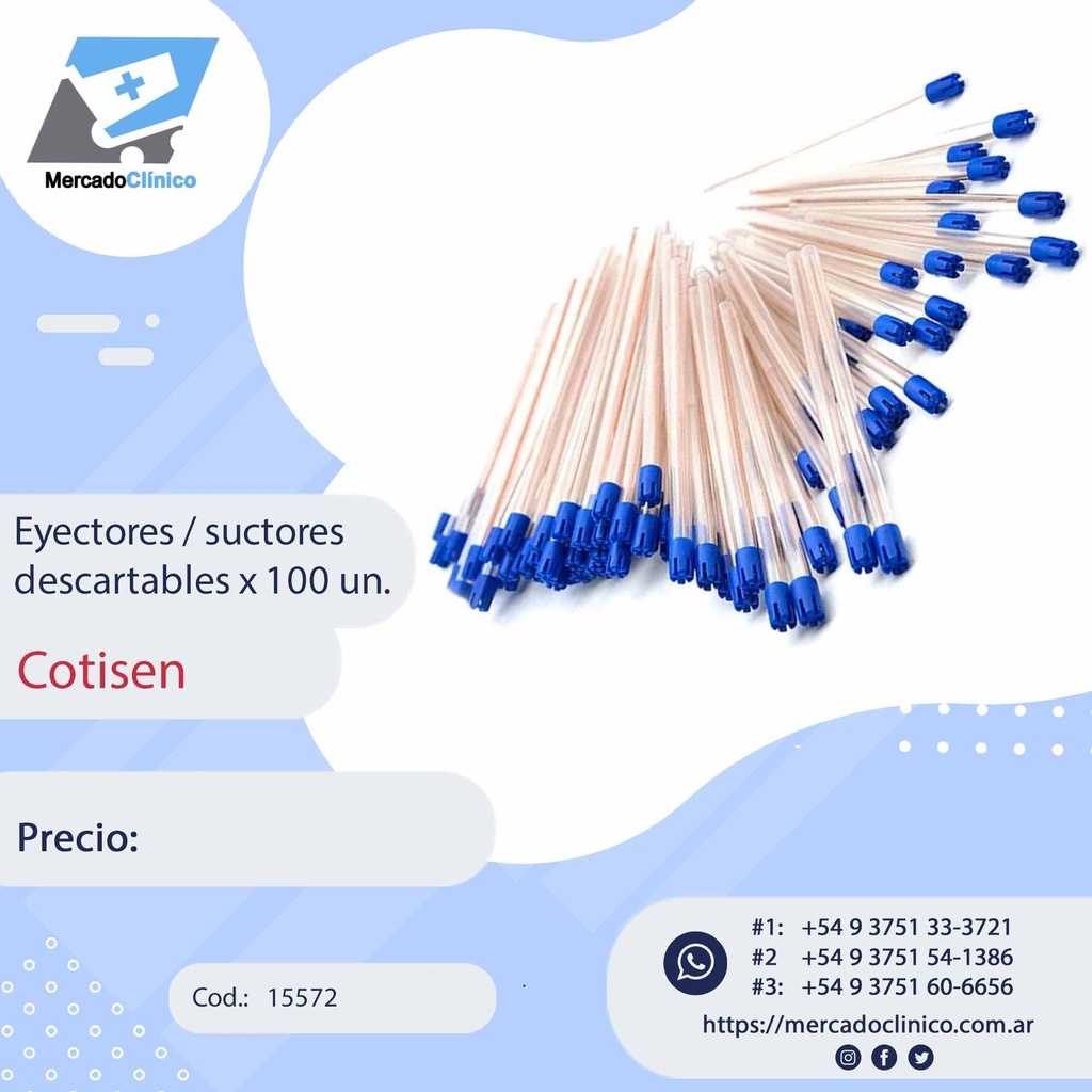 Eyectores / suctores de saliva descartables x 100 un - Cotisen