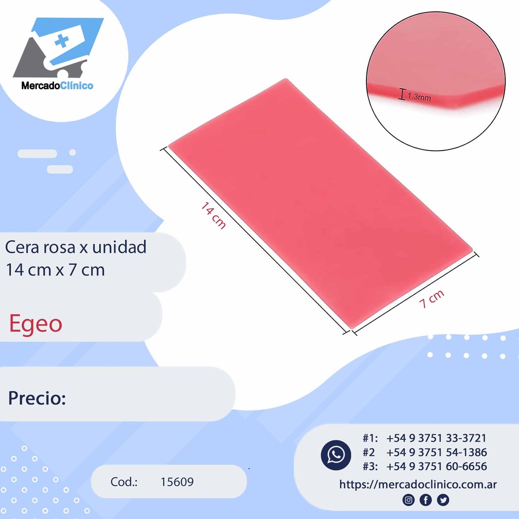 Cera Rosa x unidad 14x7cm - Egeo