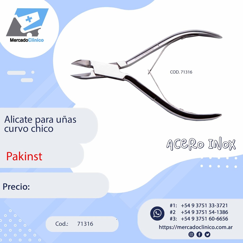 Alicate para uñas curvo chico - Pakinst Egeo