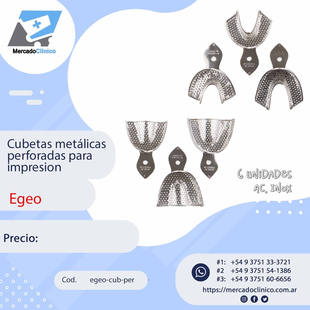 Cubetas metálicas perforadas para impresión - Egeo