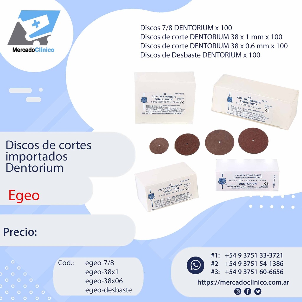 Discos de cortes importados Dentorium - Egeo