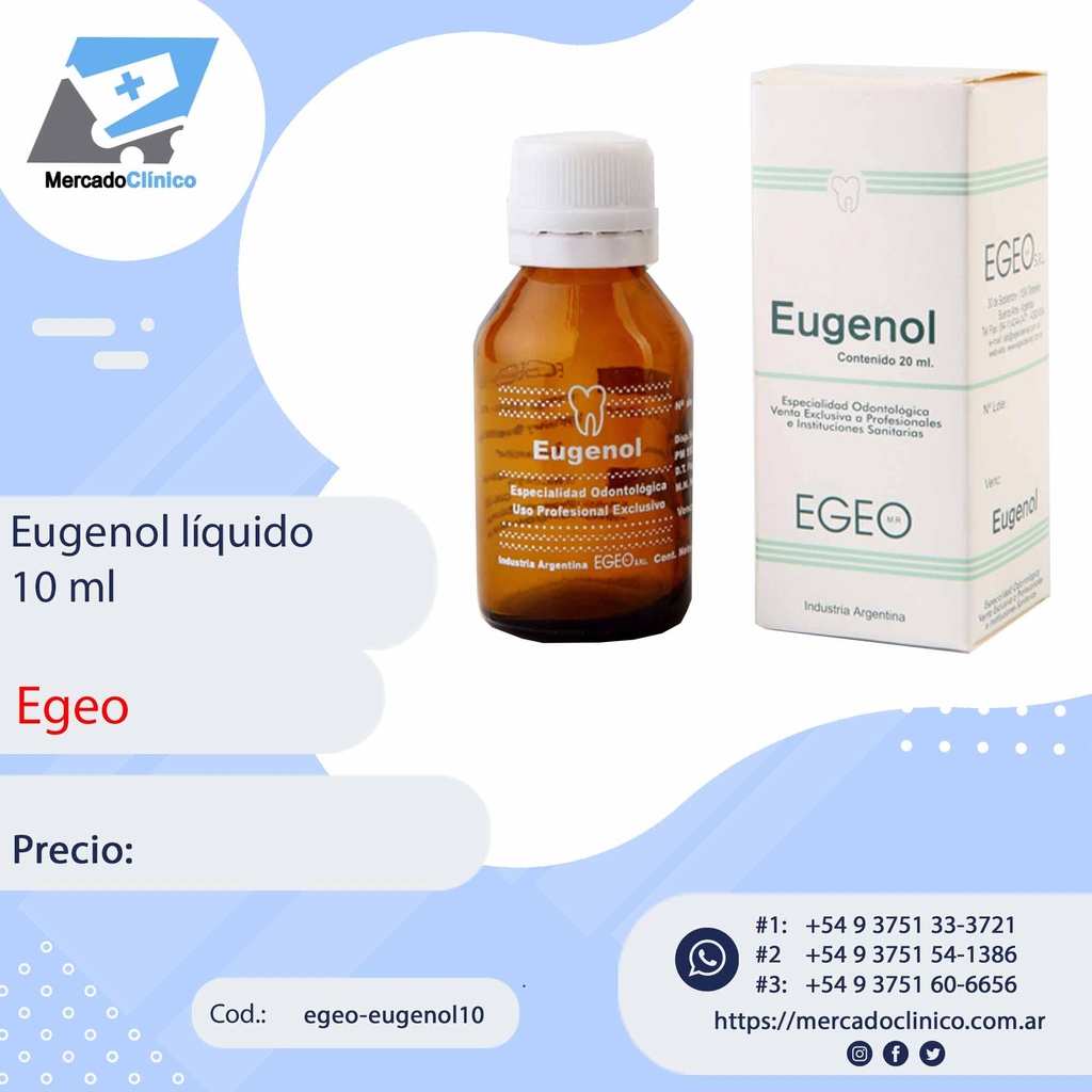 Eugenol líquido 10ml - Egeo
