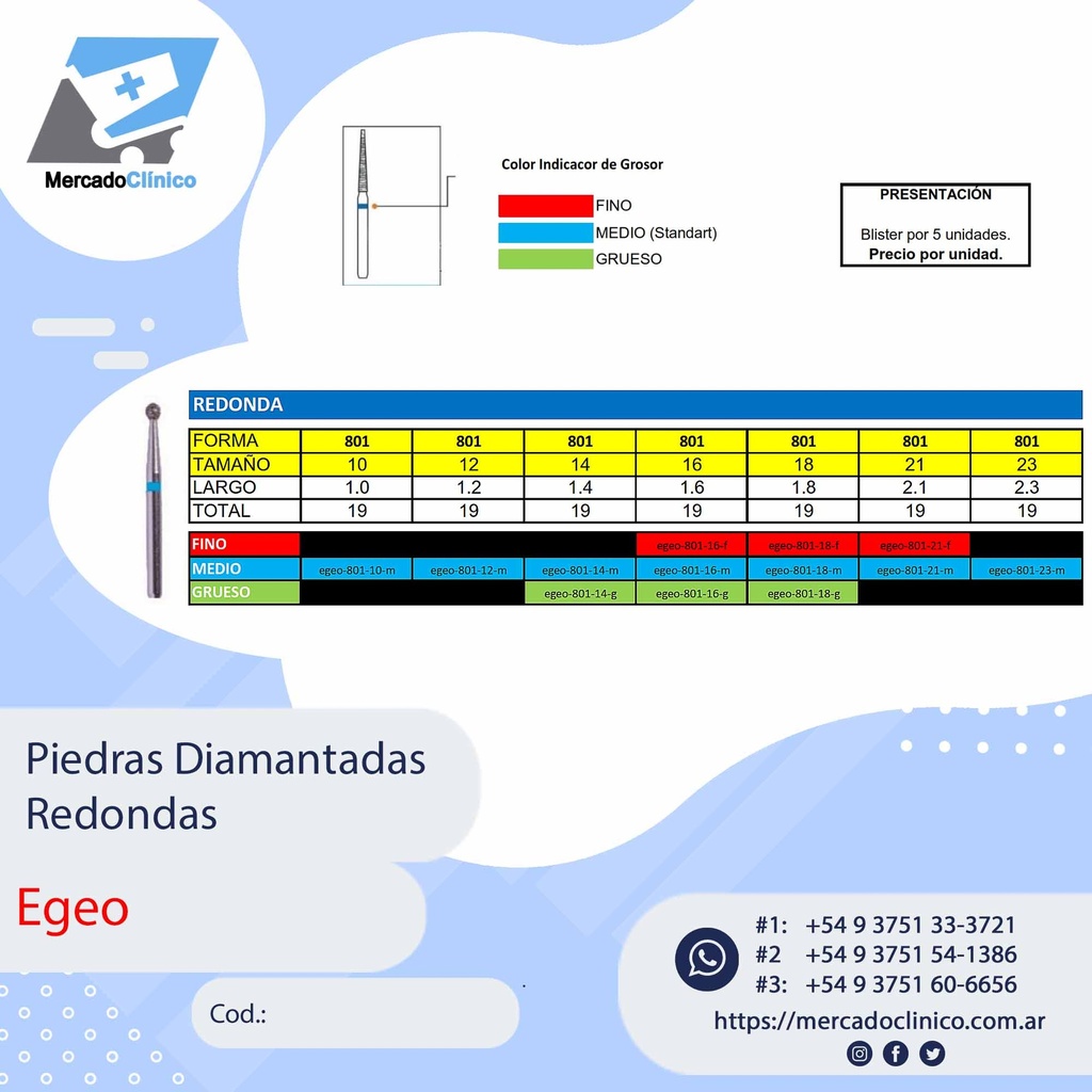 Piedras Diamantadas Redondas 801 - X 5 UNIDADES - Egeo /  Smdent