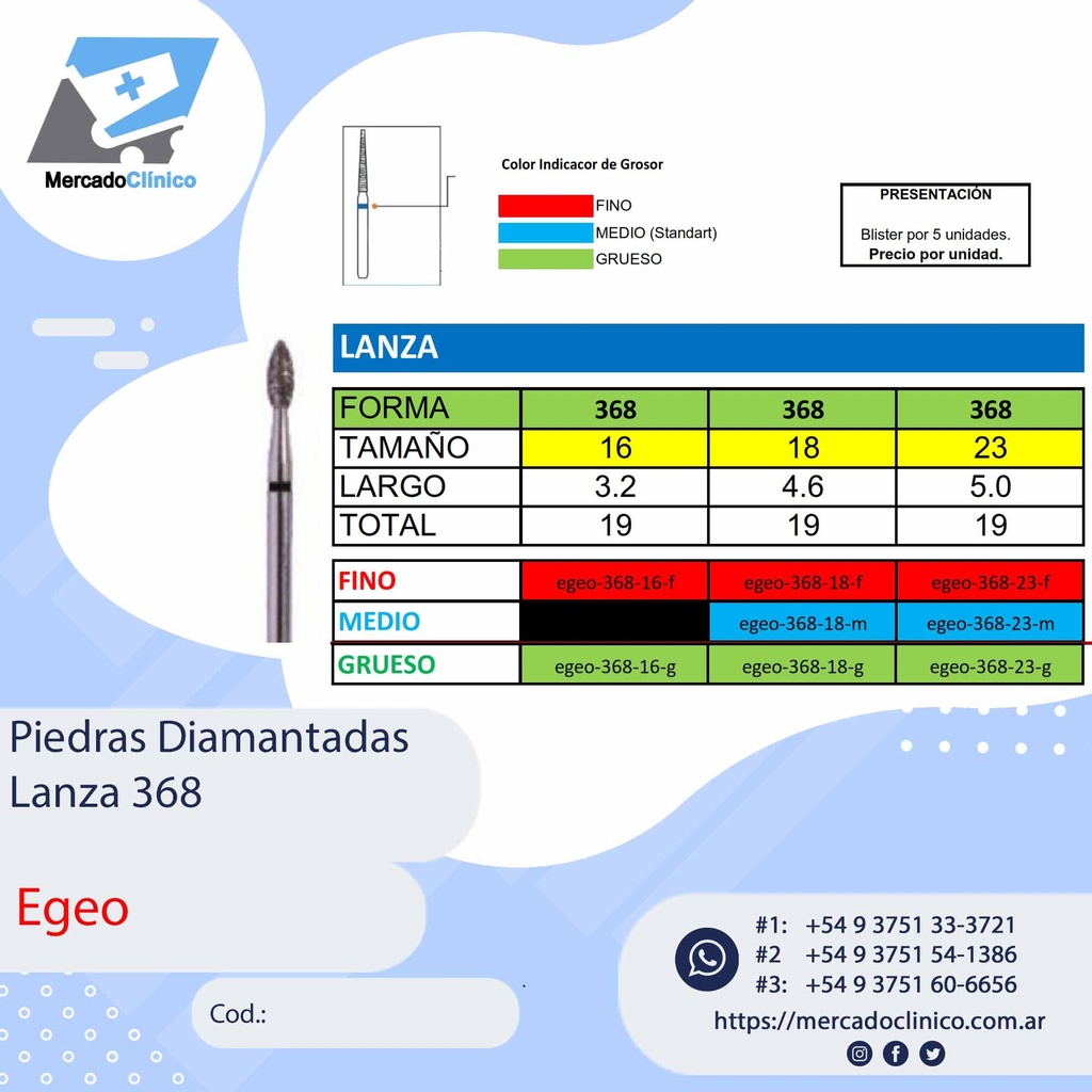 Piedras Diamantadas Lanza 368 - Egeo /  Smdent