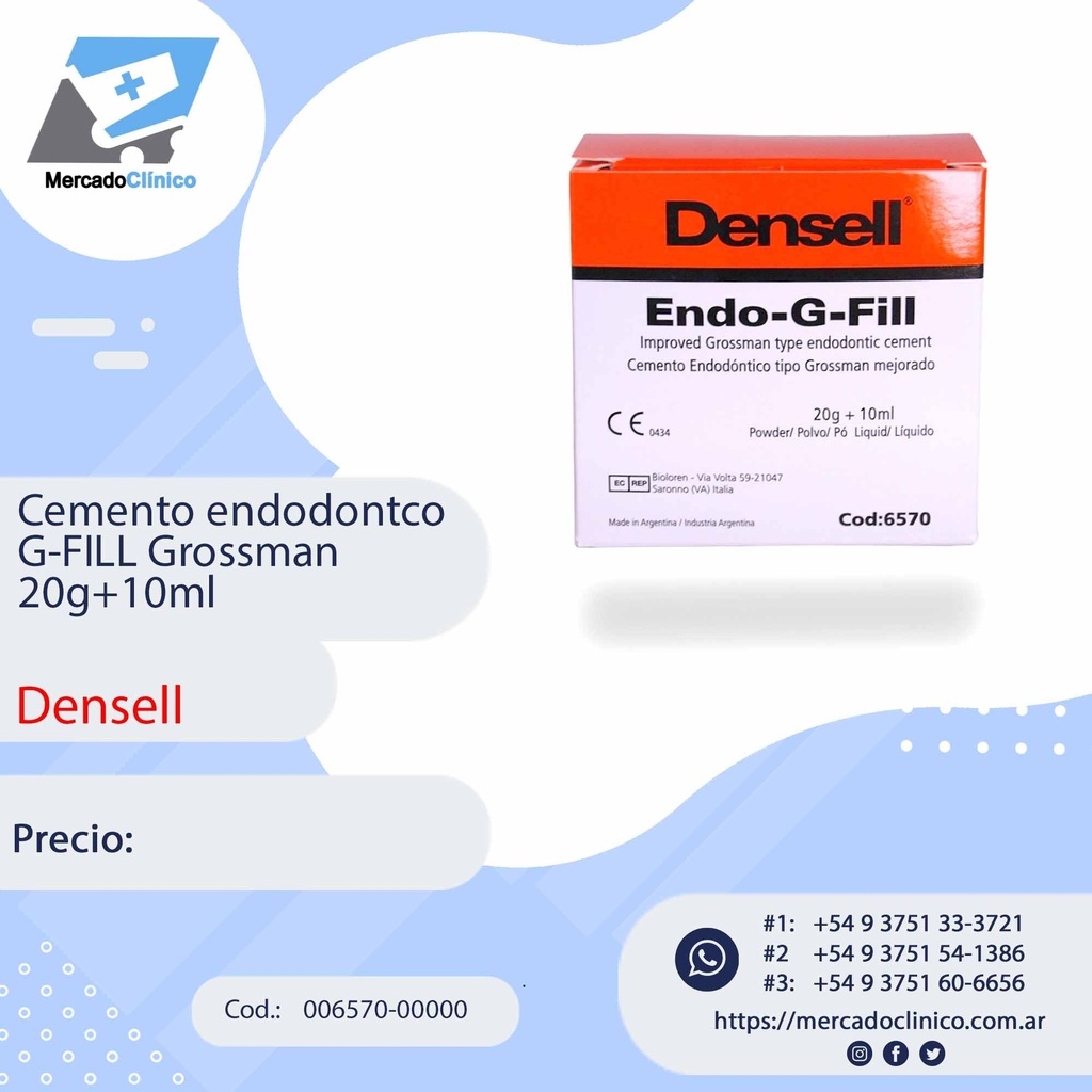 Cemento endodóntico G-FILL Grossman 20g+10ml - Densell