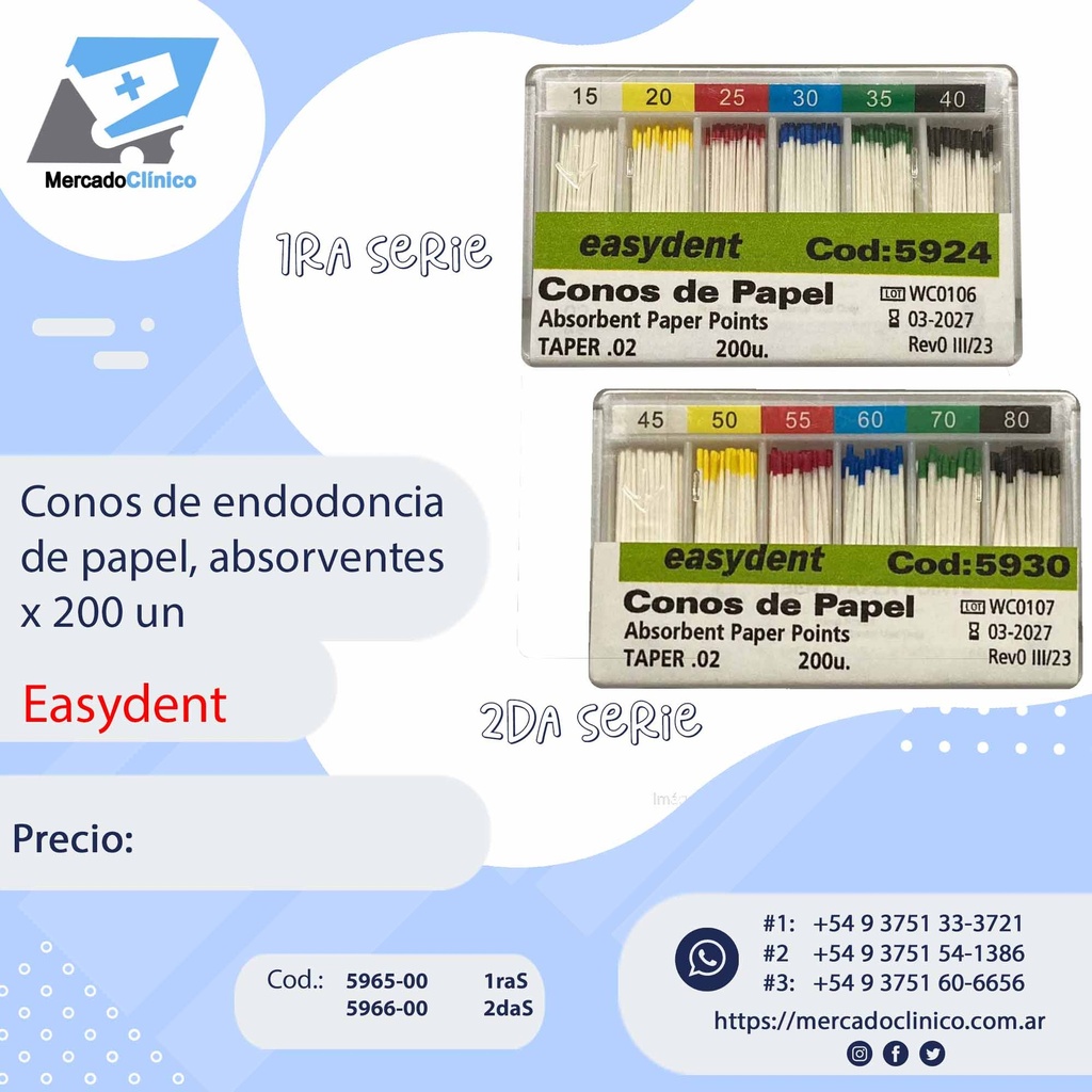 Conos de papel  TAPER02 - X200  - EASYDENT