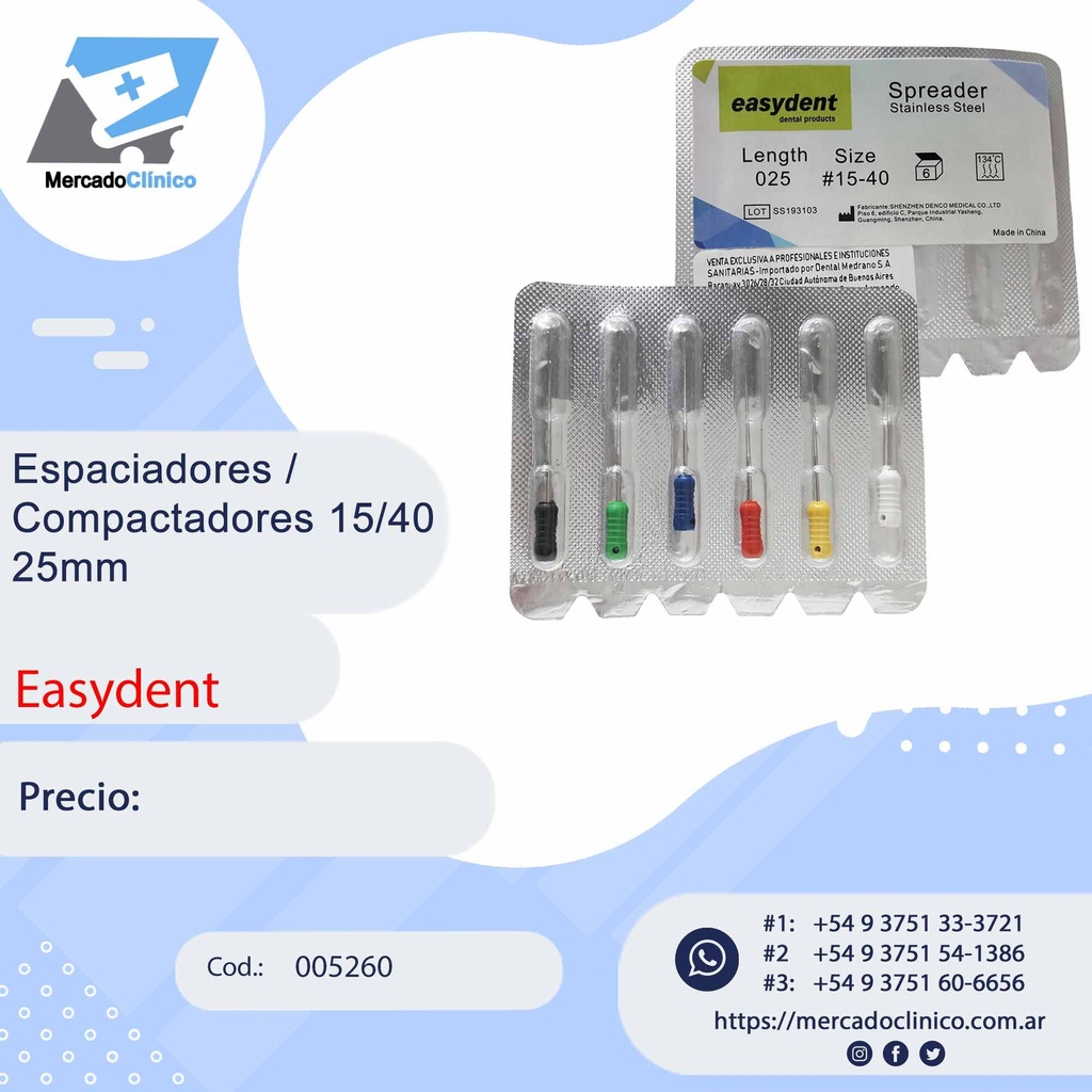 Espaciadores / Compactadores Spreader - 15/40 - 25mm - Easydent