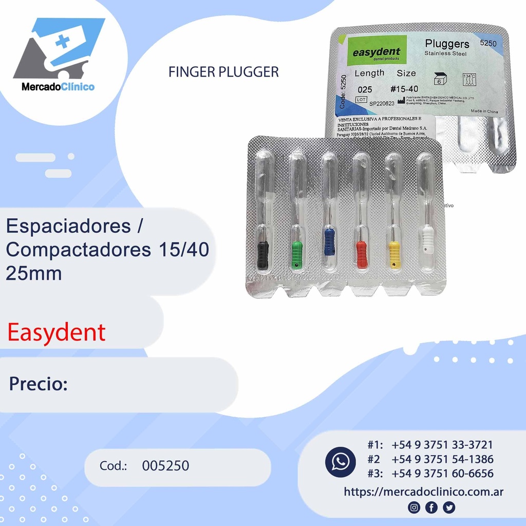 Espaciadores / Compactadores Pluggers 15/40 -25 mm - Easydent