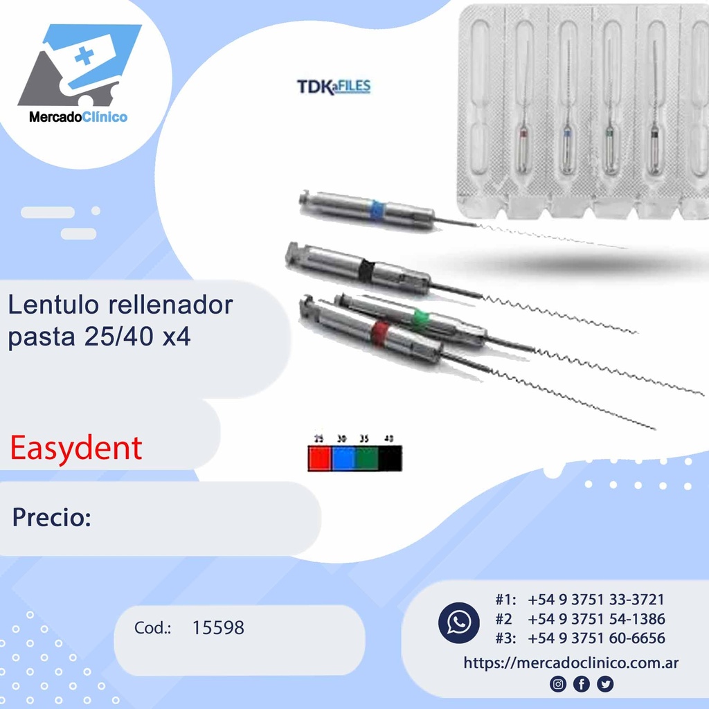 Lentulo TDK a Files  - #25-40 x4 un - 25mm EPC 025 A01-BL - TDK