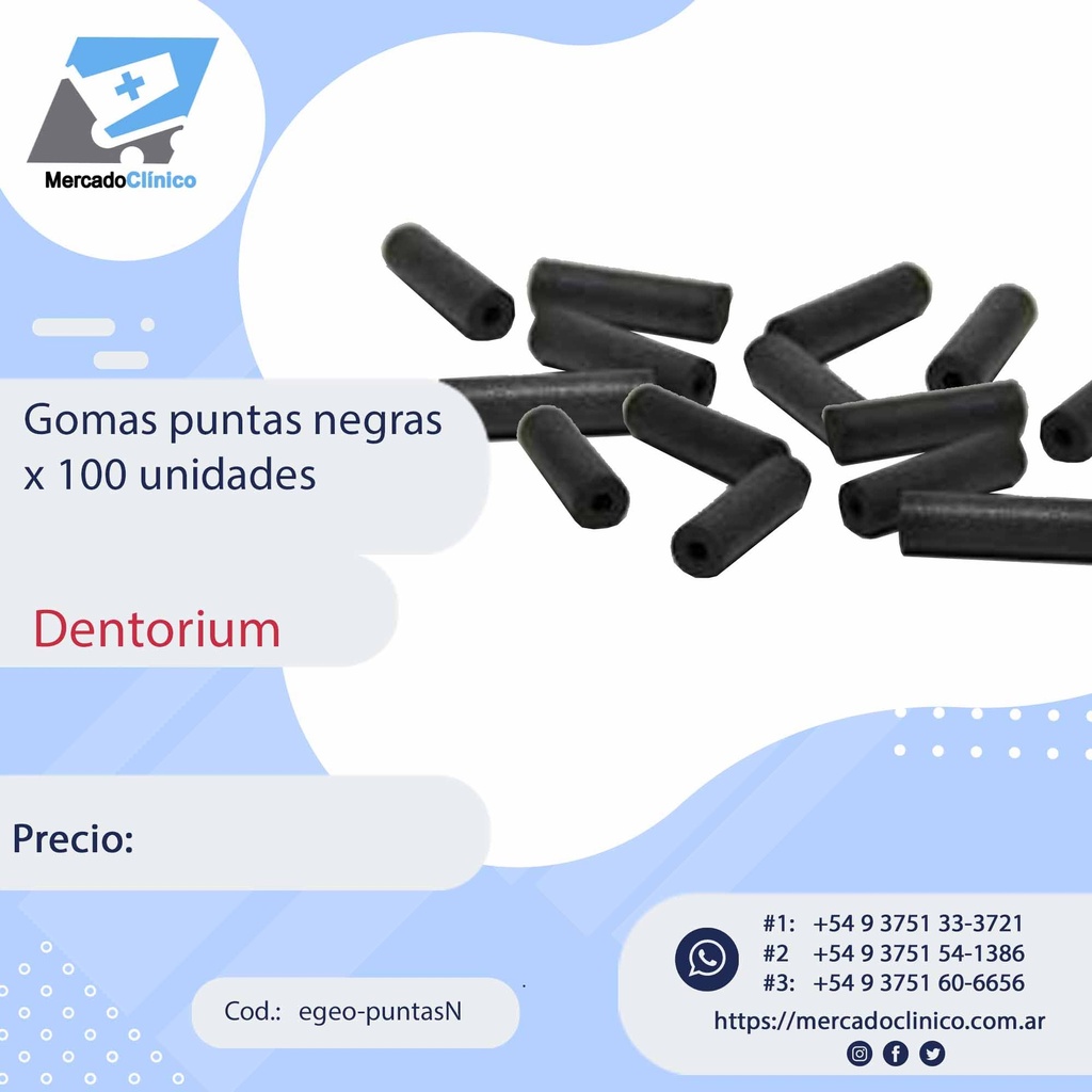 Gomas ruedas negras x 100 unidades -  Dentorium