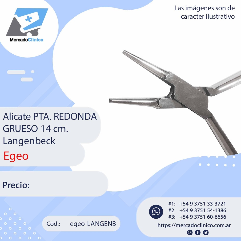 Alicate Punta Redonda Grueso 14cm - Langenbeck - Egeo