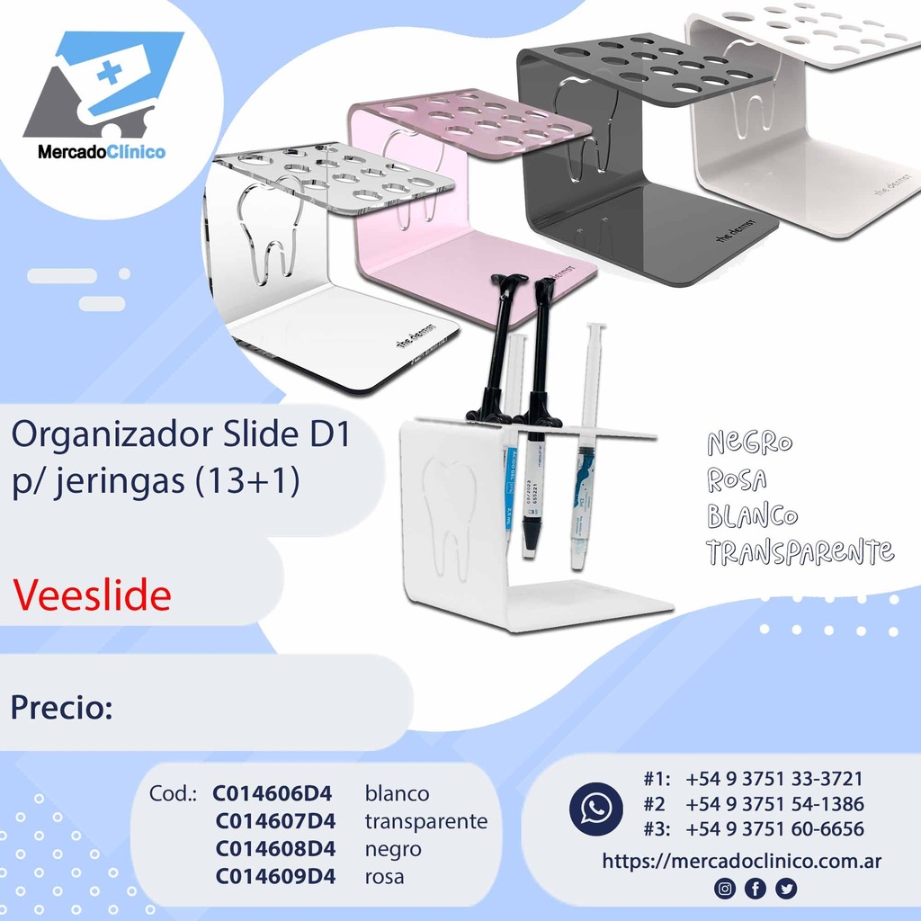 Organizador Slide D4  p/ jeringas (13+1) - Veeslide