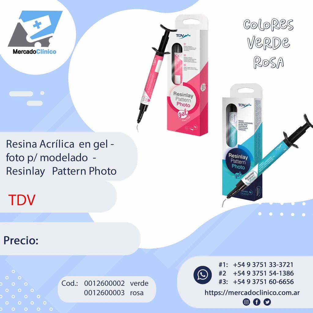 Resina Acrílica  en gel - foto p/ modelado  - 
Resinlay   Pattern Photo - TDV