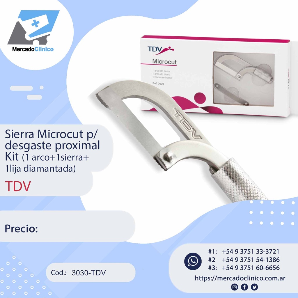 Sierra Microcut p/ desgaste proximal Kit (1 arco+1sierra+ 1lija diamantada) - TDV