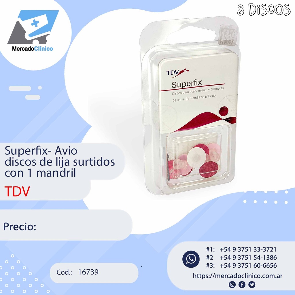 Superfix- Avio discos de lija surtidos con 1 mandril - TDV
