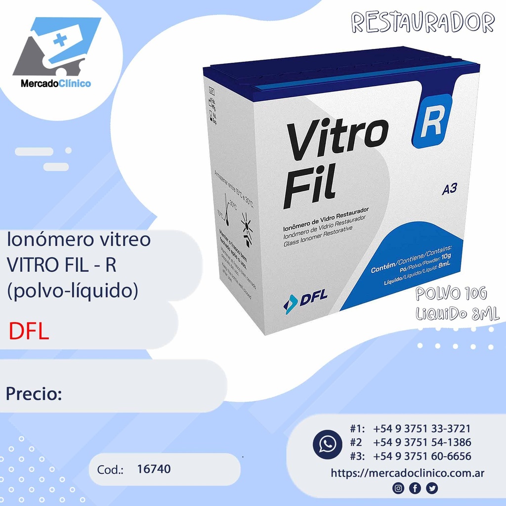 Ionómero vitreo Restaurador VITRO FIL - C (polvo-líquido) - DFL