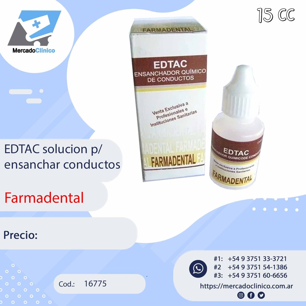 EDTAC solucion p/ ensanchar conductos 15cc - Farmadental