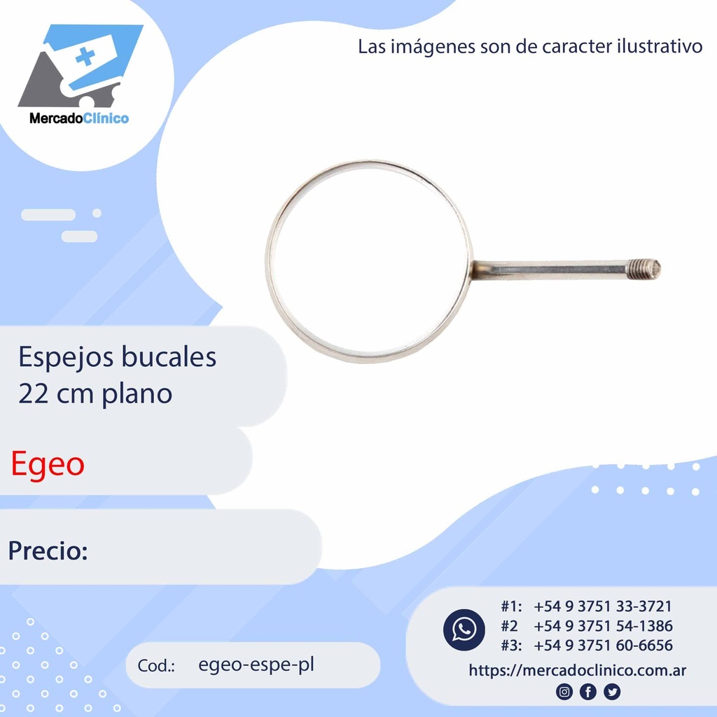 Espejos bucales 22 cm plano - Egeo
