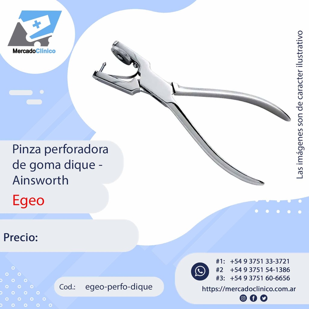 Pinza perforadora de goma dique - Ainsworth - Egeo