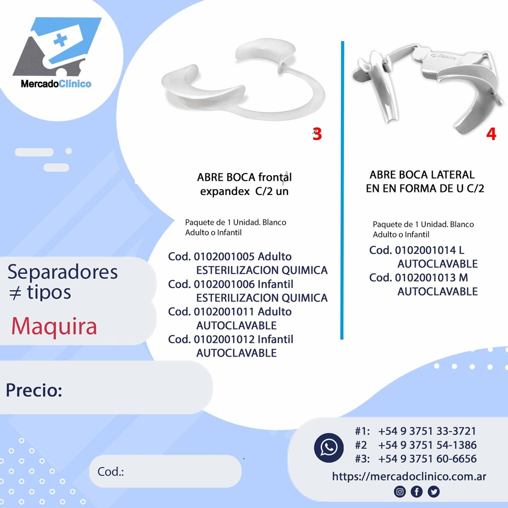 Abrebocas / separadores frontales- x 1 un - Maquira