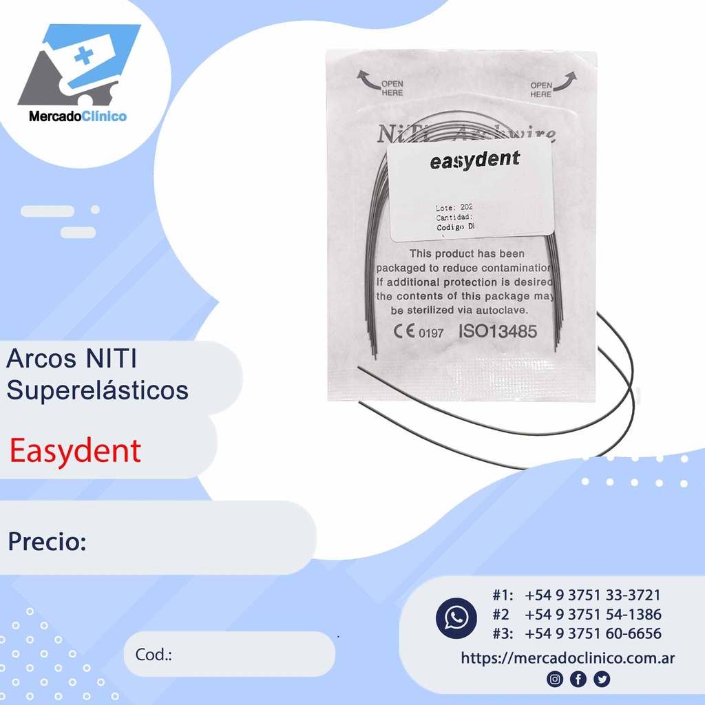 Arcos NITI superlásticos - Cuadrado y Rectangular - Easydent