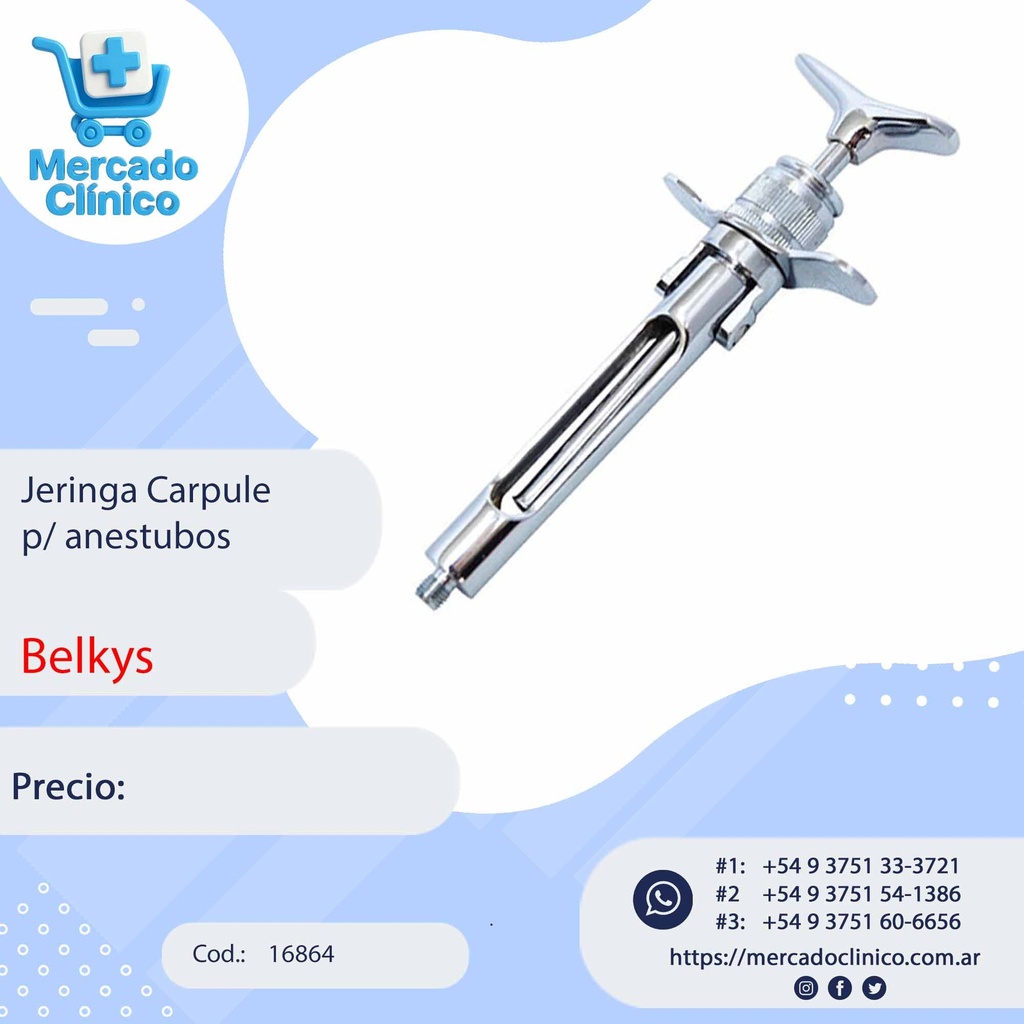 Jeringa Carpule p/ anestubo - Belkys 
