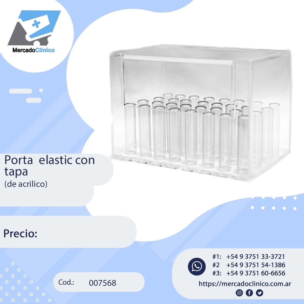 Organizador / Porta elasticos en bastones con tapa de acrilico