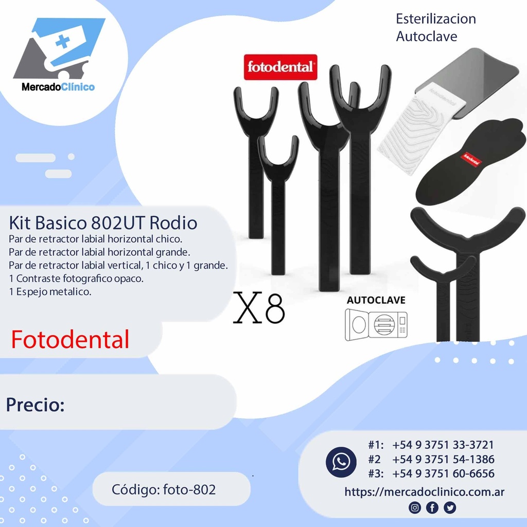 Kit Básico 802AUT Rodio - Color negro - Fotodental