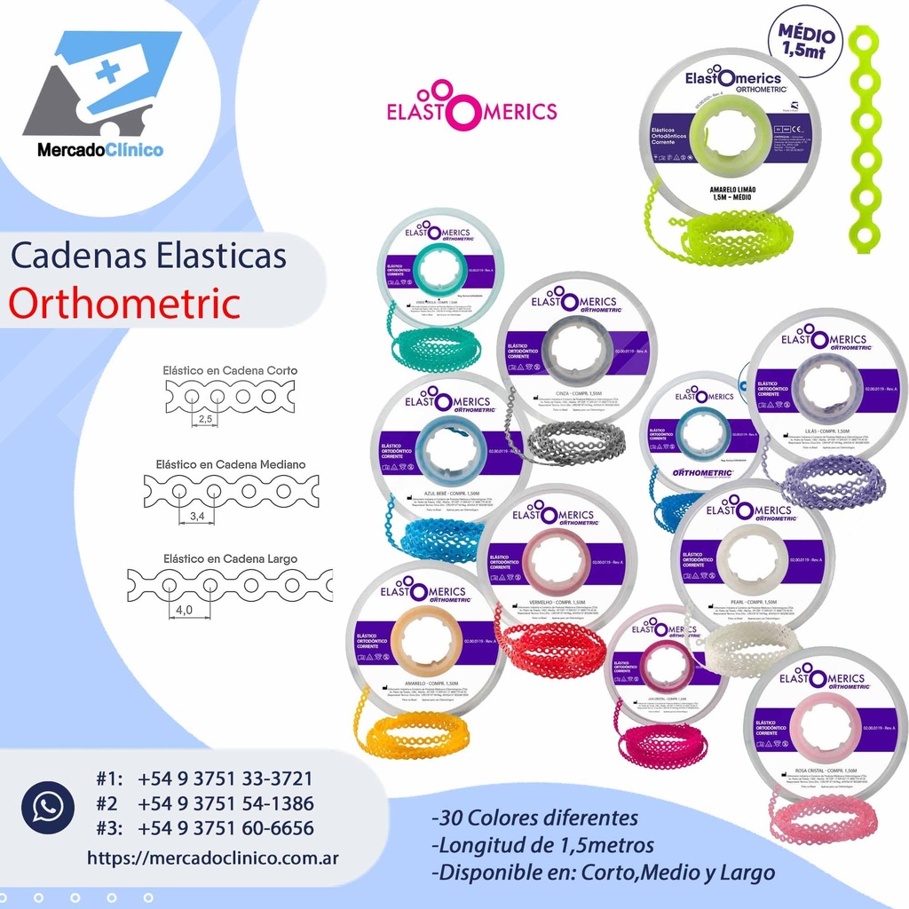 Cadenas elásticas x 1,5 metros - Orthoemtric