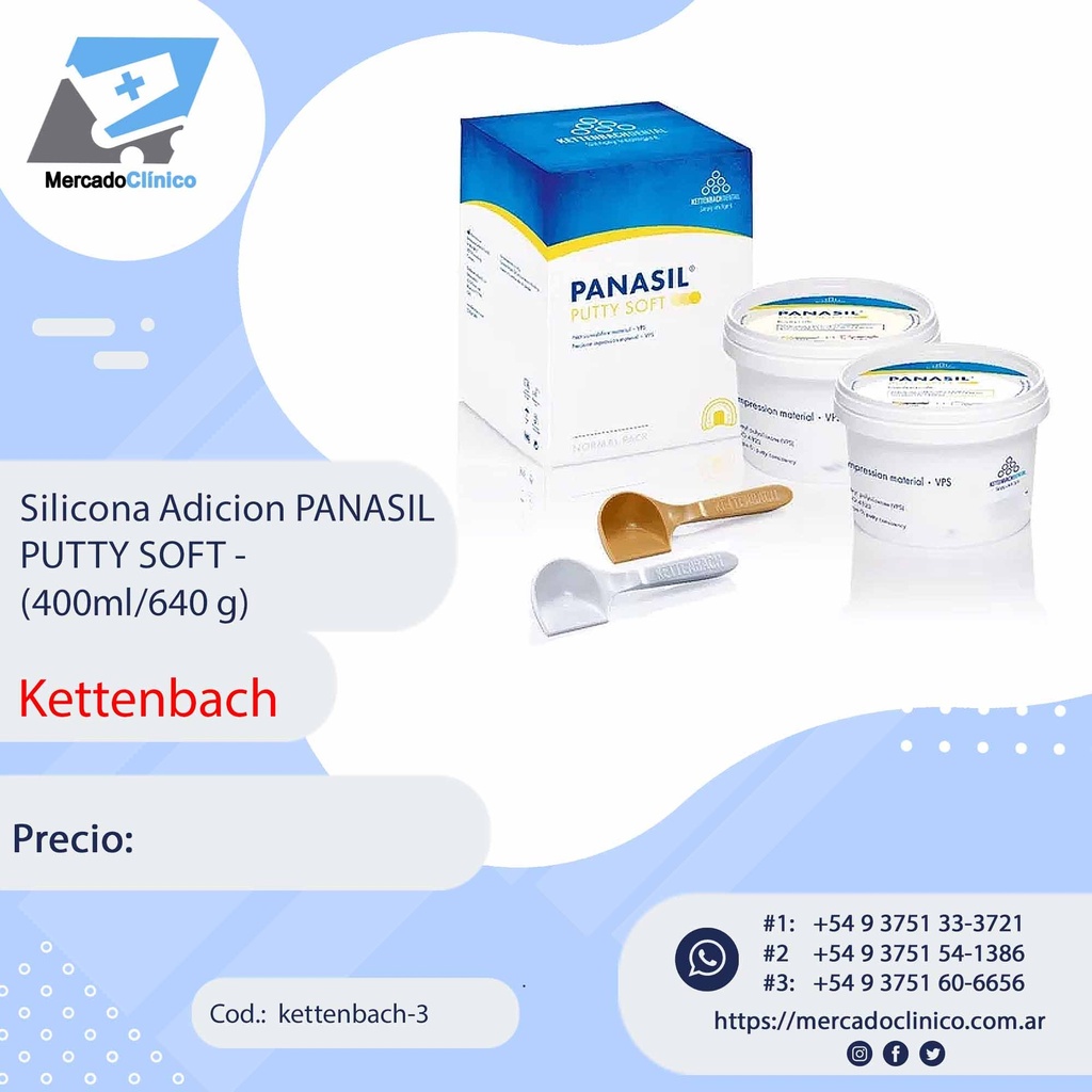 Silicona Adición PANASIL PUTTY SOFT - 
(400ml/640 g) - Kettenbach