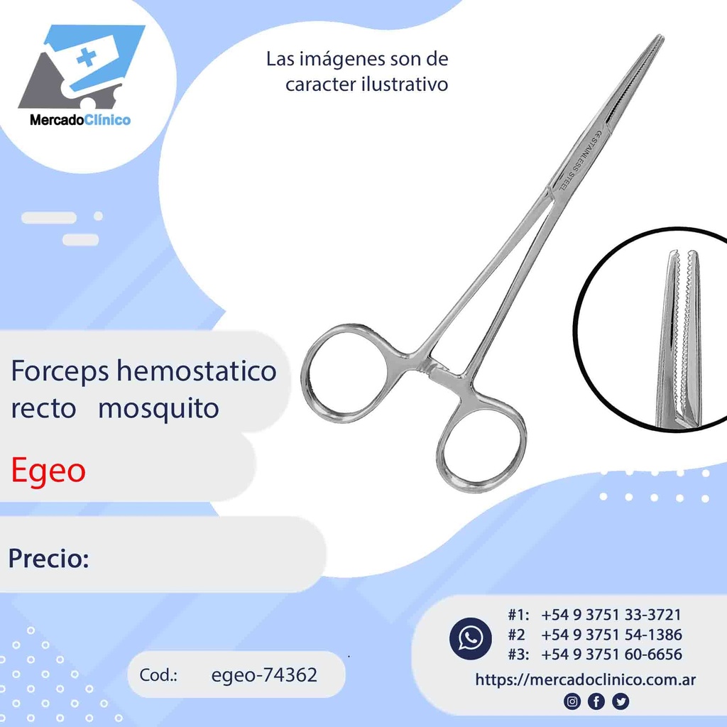 Forceps / Pinza Hemostático mosquito recto - Egeo