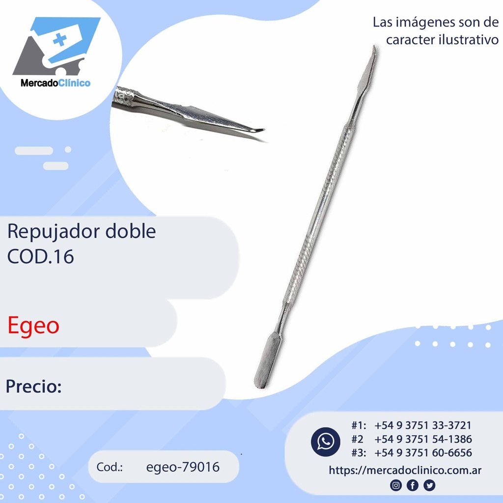 Repujador para manicura para cutícula - doble con cuchilla - Egeo
