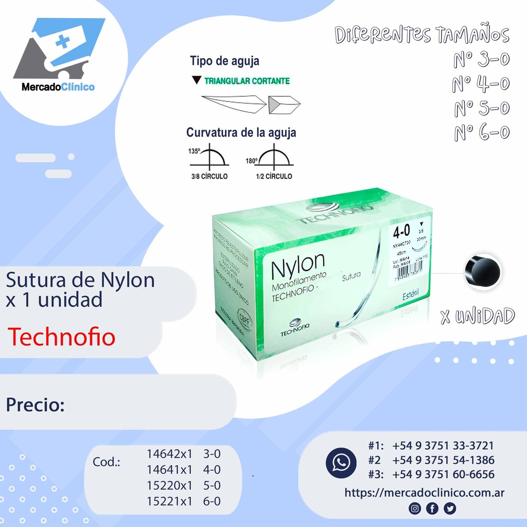 Sutura de Nylon x unidad - Technofio