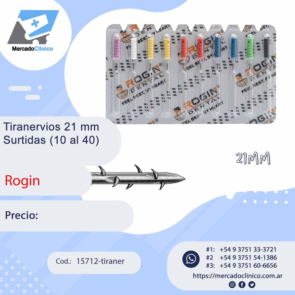 Tiranervios 21mm - surtidas del 10 al 40 - ROGIN