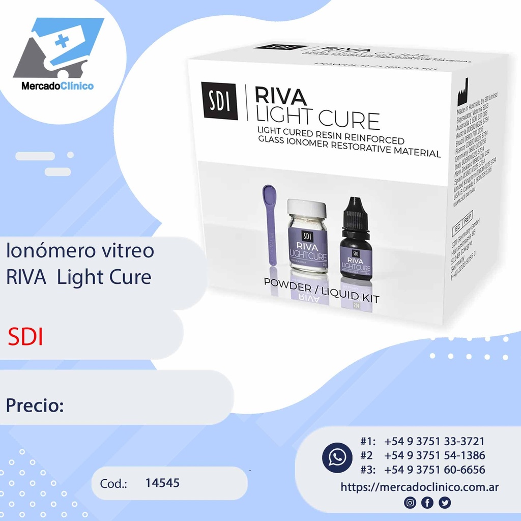 Ionomero obturacion - fotocurado Light Cure x 5gr. RIVA